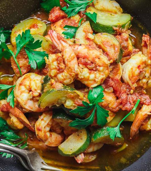 Shrimps und Zucchini auf italienische Art