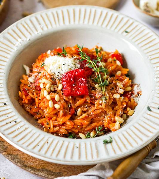 Tomaten Pastasotto mit Paprika